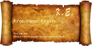 Kroninger Ervin névjegykártya