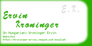 ervin kroninger business card